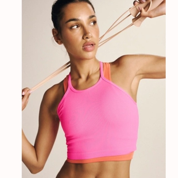 💕Free People Movement Happiness Run Crop Tank, Pink (Size-M/L)💕 - Picture 1 of 4